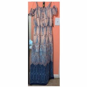 Strap and off the shoulder dress.